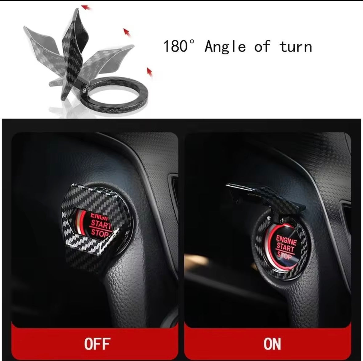 carbon fibre push start button cover